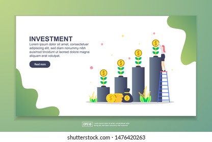 Landing page template of investment. Modern flat design concept of web page design for website and mobile website. Easy to edit and customize.