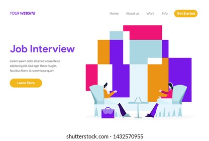 Landing page template of Job Interview Illustration Concept. Modern flat design concept of web page design for website and mobile website.Vector illustration