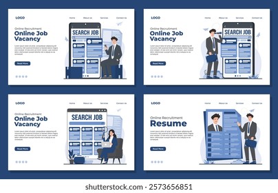 Landing page template job seeker to explore online vacancy, submit CV resume recruitment concept