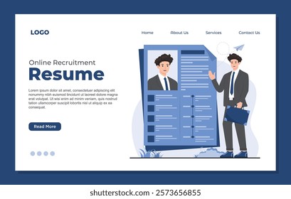 Landing page template job seeker to explore online vacancy, submit CV resume recruitment concept