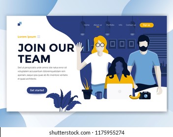 Landing page template of Join our team. Modern flat design concept of web page design for website and mobile website. Easy to edit and customize. Vector illustration