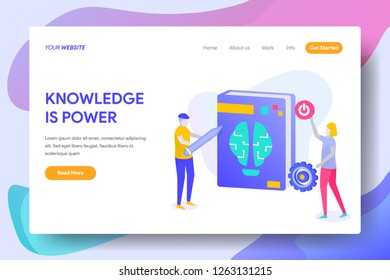Landing page template of KNOWLEDGE IS POWER Concept. Modern illustration flat design concept of web page design for website and mobile website.Vector illustration - Vector