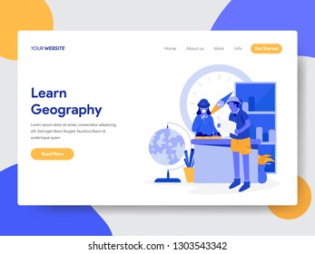 Landing page template of Learn Geography Illustration Concept. Modern flat design concept of web page design for website and mobile website.Vector illustration