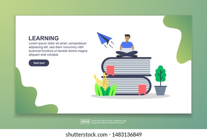 Landing page template of learning. Modern flat design concept of web page design for website and mobile website. Easy to edit and customize.