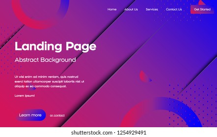 Landing page template with liquid fluid shapes and geometric patterns for business website design and mobile website development. Easy to edit and customize.Eps10 vector.Modern Abstract Style