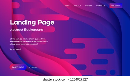 Landing page template with liquid fluid shapes and geometric patterns for business website design and mobile website development. Easy to edit and customize.Eps10 vector.