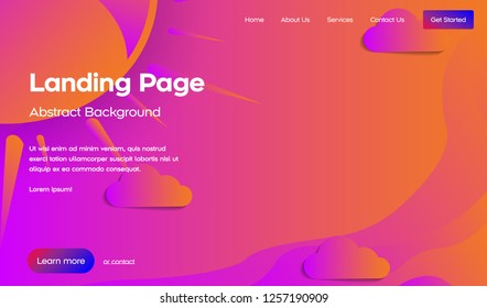 Landing page template with liquid fluid shapes and geometric patterns for business website design and mobile website development. Easy to edit and customize.Eps10 vector.Modern Abstract Style - Vector