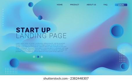 Landing Page Template mit flüssigen Formen und geometrischen Mustern für Business Website Design. Eps10 Vektorgrafik
