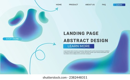 Landing page template with liquid fluid shapes and geometric patterns for business website design. Eps10 vector illustration
