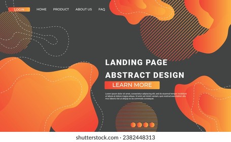 Landing page template with liquid fluid shapes and geometric patterns for business website design. Eps10 vector illustration
