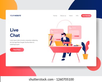 Landing Page Template Of Live Chat Concept. Modern Flat Design Concept Of Web Page Design For Website And Mobile Website.Vector Illustration