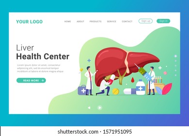 Landing Page Template Liver Health Center For Liver Disease Treatment Design Concept. Vector Illustration