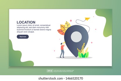 Landing page template of location. Modern flat design concept of web page design for website and mobile website. Easy to edit and customize