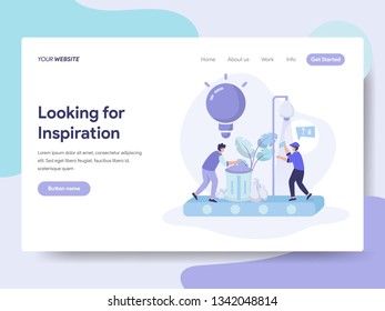 Landing page template of Looking for Ideas and Inspiration Illustration Concept. Isometric flat design concept of web page design for website and mobile website.Vector illustration