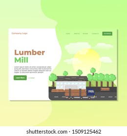 Landing page template of Lumber Mill Industry. Modern flat design concept of web page design for website and mobile website. Easy to edit and customize. Vector illustration