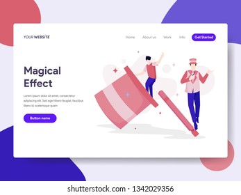 Landing page template of Magical Effect Illustration Concept. Isometric flat design concept of web page design for website and mobile website.Vector illustration