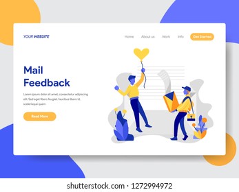 Landing page template of Mail Feedback Concept. Modern flat design concept of web page design for website and mobile website.Vector illustration