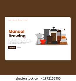 Landing page template of Manual Brewing. Modern flat design concept of web page design for website and mobile website. Easy to edit and customize. Vector Illustration