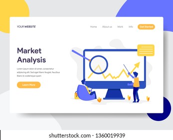Landing page template of Market Analysis Illustration Concept. Flat design concept of web page design for website and mobile website.Vector illustration