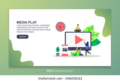 Landing page template of media play. Modern flat design concept of web page design for website and mobile website. Easy to edit and customize