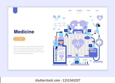 Landing page template of medicine and healthcare modern flat design concept. Learning and people concept. Conceptual flat vector illustration for web page, website and mobile website.