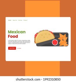 Landing page template of Mexican Food. Modern flat design concept of web page design for website and mobile website. Easy to edit and customize. Vector Illustration