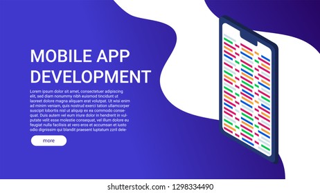 Landing page template of Mobile app development. Modern flat design concept of web page design for website and mobile website. Easy to edit and customize. Vector illustration - Vector