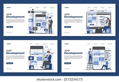 Landing page template for mobile app development concept services, offering innovative