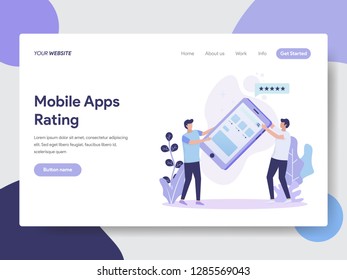 Landing page template of Mobile Apps Rating Illustration Concept. Modern flat design concept of web page design for website and mobile website.Vector illustration