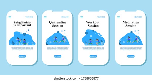 Landing page template for mobile design. Easy to customize. Flat Illustration