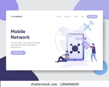 Landing page template of Mobile Network Illustration Concept. Modern flat design concept of web page design for website and mobile website.Vector illustration