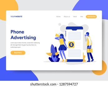 Landing page template of Mobile Phone Advertising Concept. Modern flat design concept of web page design for website and mobile website.Vector illustration