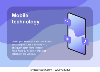 Landing Page Template of Mobile Technology with Isometric Design