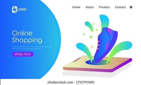 landing page template, modern flat design concept web page design, easy to edit and customize. illustration of a shoe