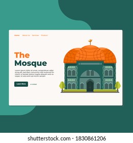 Landing page template of Mosque. Modern flat design concept of web page design for website and mobile website. Easy to edit and customize. Vector Illustration