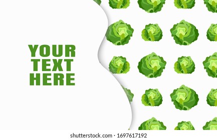 Landing page template with multi-level shadows and the image of a ripe white cabbage. Harvesting. Vector