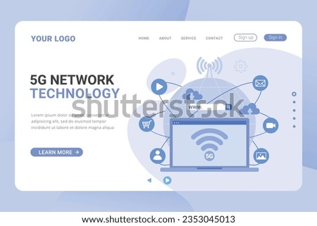 Landing page template network high speed 5g connection design concept vector illustration