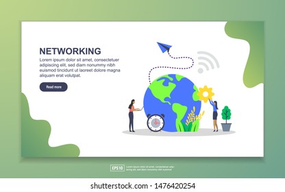 Landing page template of networking. Modern flat design concept of web page design for website and mobile website. Easy to edit and customize.