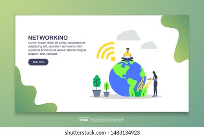 Landing page template of networking. Modern flat design concept of web page design for website and mobile website. Easy to edit and customize.