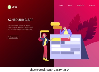 Landing page template, office concept business people for project management, business, workflow and consulting. Modern vector illustration flat concepts character for website and mobile website
