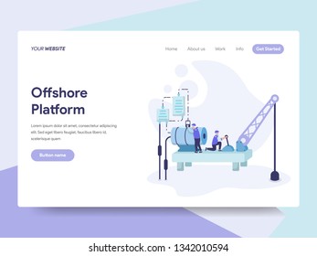 Landing page template of Offshore Platform Illustration Concept. Isometric flat design concept of web page design for website and mobile website.Vector illustration