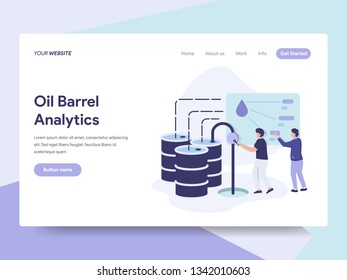 Landing page template of Oil Barrel Price Illustration Concept. Isometric flat design concept of web page design for website and mobile website.Vector illustration