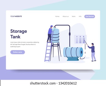 Landing page template of Oil Storage Tank Illustration Concept. Isometric flat design concept of web page design for website and mobile website.Vector illustration