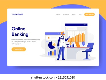 Landing page template of Online Banking Concept. Modern flat design concept of web page design for website and mobile website.Vector illustration
