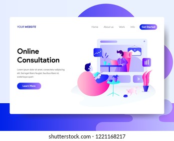 Landing page template of Online Consultation Concept. Modern flat design concept of web page design for website and mobile website.Vector illustration