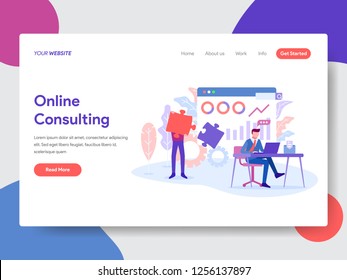 Landing page template of Online Consultation Concept. Modern flat design concept of web page design for website and mobile website.Vector illustration