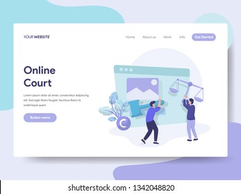 Landing page template of Online Court Illustration Concept. Isometric flat design concept of web page design for website and mobile website.Vector illustration