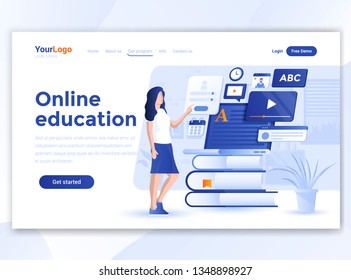 Landing page template of Online Education. Modern flat design concept of web page design for website and mobile website. Easy to edit and customize. Vector illustration