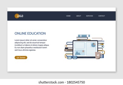 Landing page template of online education concept. Vector illustration can be used for presentation slides, web pages