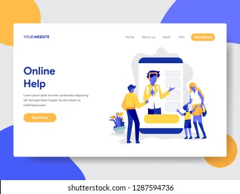 Landing page template of Online Help Illustration Concept. Modern flat design concept of web page design for website and mobile website.Vector illustration